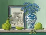 Rogers Turner, La Porte St. Denis with Cornflowers; Strawberries in a Delft sauceboat with "Soldat Hindou" (two works), both gouache on paper laid to board