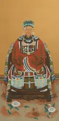 Chinese School, Two ancestral portraits, ink and colored on paper