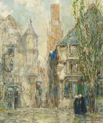 George Wharton Edwards, The Longfellow Tower, Bruges, Flanders, oil on canvas