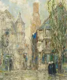 George Wharton Edwards, The Longfellow Tower, Bruges, Flanders, oil on canvas