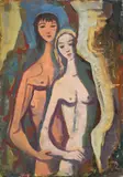 Junges Paar by Karl Hofer, 1952, Öl auf Hartfaser, sold Nov 2014