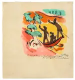 Max Pechstein, Südsee (Palau), 1914, Aquarell über Tuschfeder auf dünnem Japanbütten