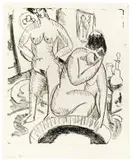 Zwei Badende an einem Tub by Ernst Ludwig Kirchner, 1911, Lithographie auf Papier, sold May 2014
