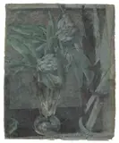 Horst Janssen, Violett vom Stadtpark, 1977, Farbstift und Bleistift auf altem blauen Bütten