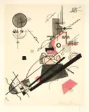 Fröhlicher Aufstieg by Wassily Kandinsky, 1923, Farblithographie auf Japan, sold Nov 2013