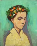 Jüngling mit Blumenkranz by Karl Hofer, 1955, Öl auf Leinwand, sold Jun 2010