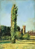 Lesser Ury, Burgruine am Rhein, 1924, Öl auf Leinwand