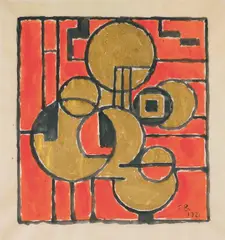 Erich Buchholz, Komposition, 1921, Aquarell und Goldfarbe über Bleistift auf Japan