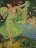 Ludwig von Hofmann, Tänzerin im grünen Kleid am See