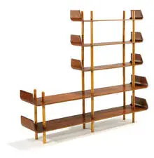 Wilhelm Lutjens, Bookcase, 1953, Bent plywood with teak veneer
