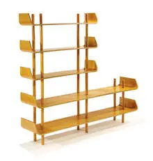 Wilhelm Lutjens, Bookcase, 1953, Bent plywood with beech veneer