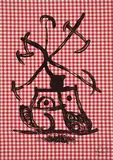 La Dame aux Damiers by Joan Miró, 1969, Lithograph on cloth, sold Dec 2011