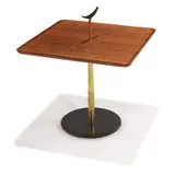 Milo Baughman, Gueridon, c. 1950, Walnut top, brass stem, enameled metal base