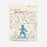 H. C. Westermann, Untitled (Oh Boy!), 1962, watercolor and ink on paper