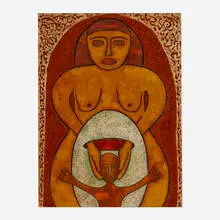 Untitled by Edwin Scheier, encaustic and sand on board, sold Mar 2021