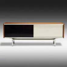 Georges Frydman, Cabinet, c. 1960, walnut, laminate, chrome-plated steel, aluminum