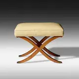 attribution Jules Leleu, Stool, c. 1950, maple, vinyl, brass
