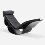 Rio chaise lounge by Oscar and Anna Maria Niemeyer, lacquered wood, leather, sold Mar 2021