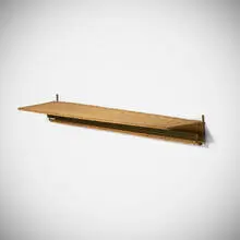 Mid-Century Modern, Wall shelf, brass, brass-plated steel, wicker