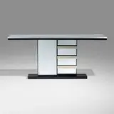 Art Deco-Style, Console, c. 1980, mirrored glass, enameled wood, aluminum