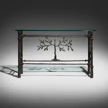 Diego Giacometti, Console table with tree, glass, bronze