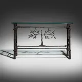 Diego Giacometti, Console table with tree, glass, bronze