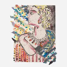 Robert Kushner, Rhonda II, 1982-83, lithograph in colors with mixed media collage