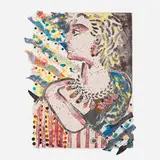 Robert Kushner, Rhonda II, 1982-83, lithograph in colors with mixed media collage