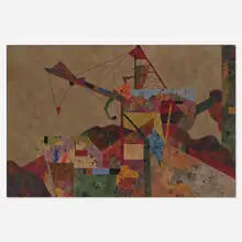 Sidney Gross, Construction Cranes, 1952, oil on canvas