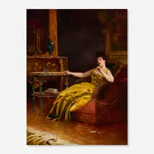 Georges Croegaert, Contemplation, oil on wood panel