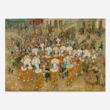 Fernand Verhaegen, Carnival of Binche, oil on canvas