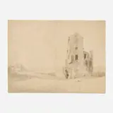 attribution Gaspar van Wittel (Vanvitelli), Coastal Landscape with Ruins, c.1665-80, graphite, ink and watercolor on paper