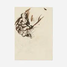 George Romney, Study of a Figure (Mother and Child), graphite and ink on paper