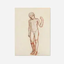 Henri Lebasque, Study of a Youth, charcoal and conté crayon on paper