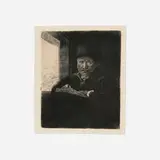 Rembrandt Harmensz van Rijn, Self-Portrait Etching at a Window, 1648, etching, drypoint and burin on laid paper