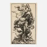 Christoffel Jegher, Hercules Fighting the Fury and the Discord (after Sir Peter Paul Rubens), 1633–34, woodcut on laid paper
