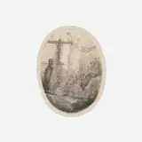 Rembrandt Harmensz van Rijn, Christ Crucified Between Two Thieves (oval plate), c. 1641, etching on laid paper