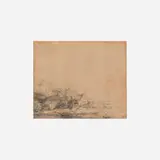 Rembrandt Harmensz van Rijn, Landscape with Cow Drinking, c. 1650, etching on laid paper