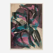 Stanley William Hayter, Warriors, 1953, engraving in colors, soft-ground etching and scorper