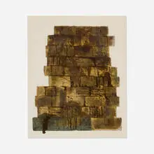 Louis Lozowick, Wailing Wall, 1969, lithograph in colors with pochoir