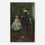 Mattie Goodwin, Mother, Daughter and Cat, oil on canvas