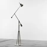 floor lamp by Édouard-Wilfred Buquet, c. 1927 / 1990, nickel-plated brass, lacquered wood, sold Sep 2011