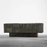 cabinet by Paul Evans, 1973, bronzed resin, lacquered steel, slate, sold Sep 2011