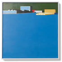 Robert Herrmann, River Buildings, 1966, oil on masonite