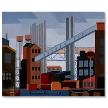 Elbie Wilson, Plant at River Rouge, c. 1940, oil on board