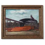 E. Oscar Thalinger, Construction Site, 1938, oil on board