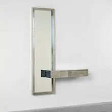 Cityscape console and mirror by Paul Evans, c. 1970, chrome-plated steel, mirrored glass, sold Sep 2011