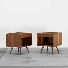 George Nakashima, nightstands, pair, c. 1970, American black walnut