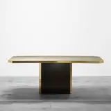 Georges Mathias, dining table, c. 1980, etched brass, brass, laminate