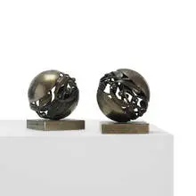 Mistletoe bookends, pair by Edgar Brandt, 1921, wrought iron, steel, sold Sep 2011